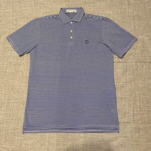 Holderness & Bourne Polo Shirt Mens Large Navy Striped  Tailored Fit Max…